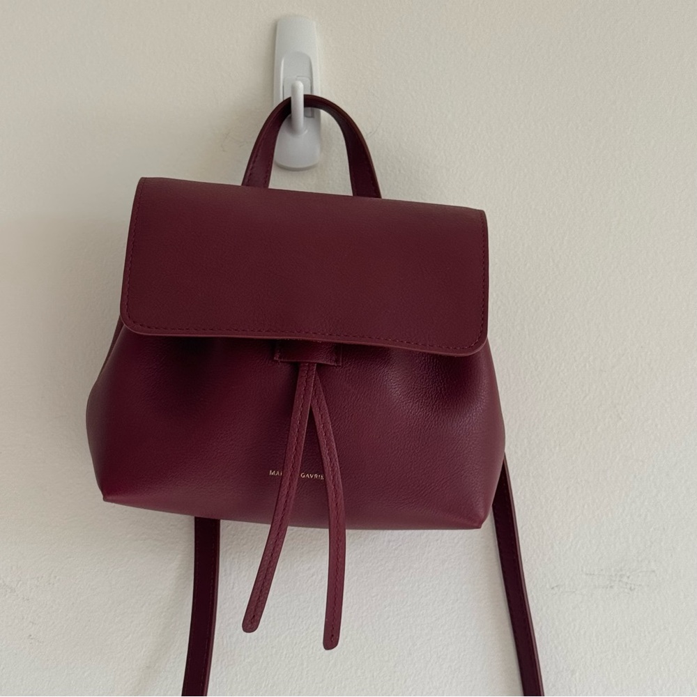 Mansur Gavriel | 100% Italian Calf Leather Mini Soft Lady Bag Deep Burgundy Red - Picture 2 of 6